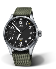 Big Crown ProPilot GMT, Small Second, 45mm, Black, Textile Strap, Stainless steel screw-in security crown, Multi-piece stainless steel case