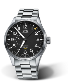 Big Crown ProPilot GMT, Small Second, 45mm, Black, Stainless steel Strap, Stainless steel screw-in security crown, Multi-piece stainless steel case