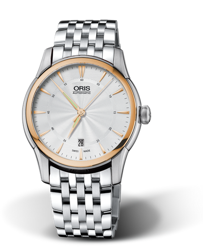 Artelier Date, 40.50mm, Grey, Stainless steel Strap, Stainless steel crown, Multi-piece stainless steel case, 18K rose gold top ring