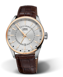 Artix Pointer Moon, Date, 42mm, Grey, Leather Strap, Stainless steel crown, Multi-piece stainless steel case, 18K rose gold top ring