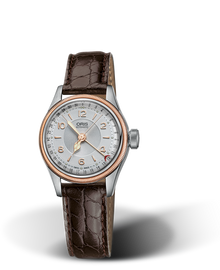 Big Crown Original Pointer Date, 29mm, Grey, Leather Strap, Stainless steel crown, Multi-piece stainless steel case, rose gold PVD plated
