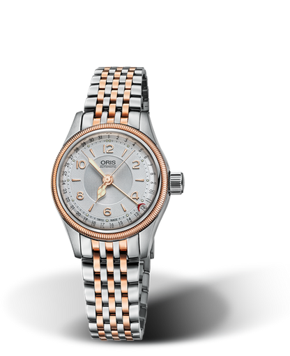 Big Crown Original Pointer Date, 29mm, Grey, Stainless steel Strap, Stainless steel crown, Multi-piece stainless steel case, rose gold PVD plated