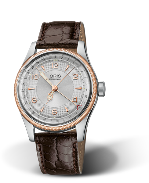 Big Crown Original Pointer Date, 40mm, Grey, Leather Strap, Stainless steel crown, Multi-piece stainless steel case, rose gold PVD plated