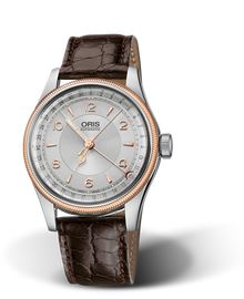 Big Crown Original Pointer Date, 40mm, Grey, Leather Strap, Stainless steel crown, Multi-piece stainless steel case, rose gold PVD plated