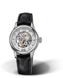 Artelier Skeleton Diamonds, 31mm, Grey, Leather Strap, Stainless steel crown, Multi-piece stainless steel case