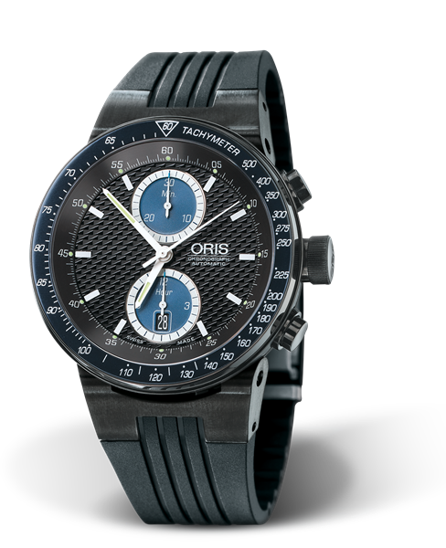 WilliamsF1 Team Chronograph 2004, 45mm, Black, Rubber Strap, Stainless steel crown and pushers black PVD plated, Multi-piece stainless steel case, black PVD plated, tachymeter scale top ring, flexible lugs