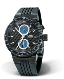 WilliamsF1 Team Chronograph 2004, 45mm, Black, Rubber Strap, Stainless steel crown and pushers black PVD plated, Multi-piece stainless steel case, black PVD plated, tachymeter scale top ring, flexible lugs