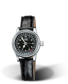 Big Crown Original Pointer Date, 28.50mm, Black, Leather Strap, Stainless steel crown, Multi-piece stainless steel case