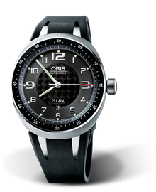 TT3 Day Date, 43.50mm, Black, Rubber Strap, Stainless steel crown, Multi-piece titanium case, minutes scale top ring