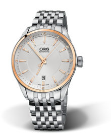 Artix Date, 39mm, Grey, Stainless steel Strap, Stainless steel crown, Multi-piece stainless steel case, 18K rose gold top ring