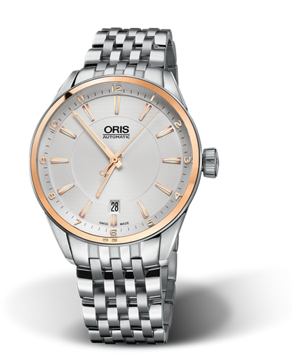 Artix Date, 39mm, Grey, Stainless steel Strap, Stainless steel crown, Multi-piece stainless steel case, 18K rose gold top ring