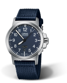 BC3 Advanced, Day Date, 42mm, Blue, Textile Strap, Stainless steel screw-in security crown, Multi-piece stainless steel case