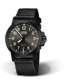 BC3 Advanced, Day Date, 42mm, Black, Textile Strap, Stainless steel screw-in security crown, black plated, Multi-piece stainless steel case, black DLC plated