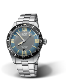 Divers Sixty-Five, 40.00 mm, Blue, Stainless steel Strap, Stainless steel screw-in security crown, Multi-piece stainless steel case, minutes scale top ring
