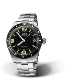 Divers Sixty-Five, 40.00 mm, Black, Stainless steel Strap, Stainless steel screw-in security crown, Multi-piece stainless steel case, minutes scale top ring