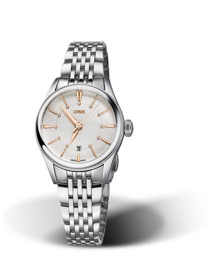 Artelier Date Diamonds, 28mm, Grey, Stainless steel Strap, Stainless steel crown, Multi-piece stainless steel case