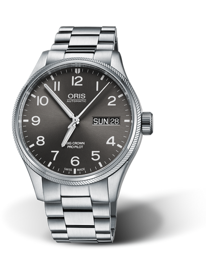 Big Crown ProPilot Big Day Date, 45mm, Grey, Stainless steel Strap, Stainless steel screw-in security crown, Multi-piece stainless steel case