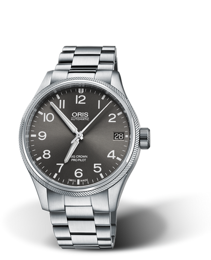 Big Crown ProPilot Big Date, 41.00 mm, Grey, Stainless steel Strap, Stainless steel screw-in security crown, Multi-piece stainless steel case