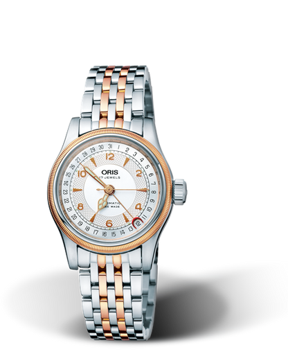 Big Crown Original Pointer Date, 32mm, Grey, Stainless steel Strap, Stainless steel crown, Multi-piece stainless steel case, rose gold plated top ring