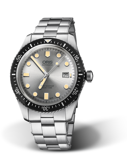 Divers Sixty-Five, 42.00 mm, Grey, Stainless steel Strap, Stainless steel screw-in security crown, Multi-piece stainless steel case, minutes scale top ring