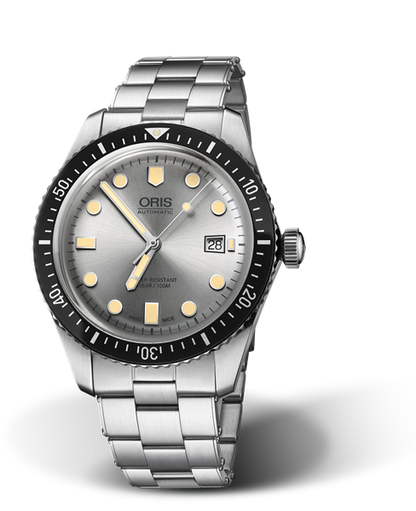 Divers Sixty-Five, 42.00 mm, Grey, Stainless steel Strap, Stainless steel screw-in security crown, Multi-piece stainless steel case, minutes scale top ring