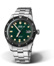 Divers Sixty-Five, 42.00 mm, Green, Stainless steel Strap, Stainless steel screw-in security crown, Multi-piece stainless steel case, minutes scale top ring