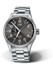 Big Crown ProPilot GMT, Small Second, 45mm, Grey, Stainless steel Strap, Stainless steel screw-in security crown, Multi-piece stainless steel case