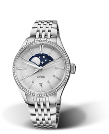 Artelier Grande Lune, Date Diamonds, 36mm, Grey, Stainless steel Strap, Stainless steel crown, Multi-piece stainless steel case, set with 72 Top Wesselton G, VS 1 diamonds (0,576 ct.)