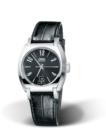 Frank Sinatra Lady Date, 29.00 x 29mm, Black, Leather Strap, Stainless steel crown, Multi-piece stainless steel case, flexible lugs