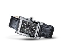 Rectangular Date 2002, Black, Leather Strap