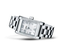 Rectangular Diamonds, White, Stainless steel Strap