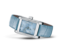 Rectangular Diamonds, Blue, Leather Strap