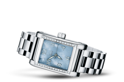 Rectangular Diamonds, Blue, Stainless steel Strap