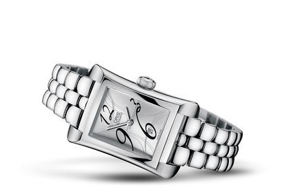 Rectangular Date 2008, Grey, Stainless steel Strap