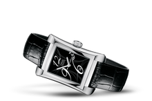 Rectangular Date 2008, Black, Leather Strap