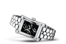 Rectangular Date 2008, Black, Stainless steel Strap