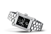 Rectangular Date Diamonds, Black, Stainless steel Strap