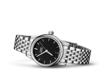 Classic Date, Black, Stainless steel Strap