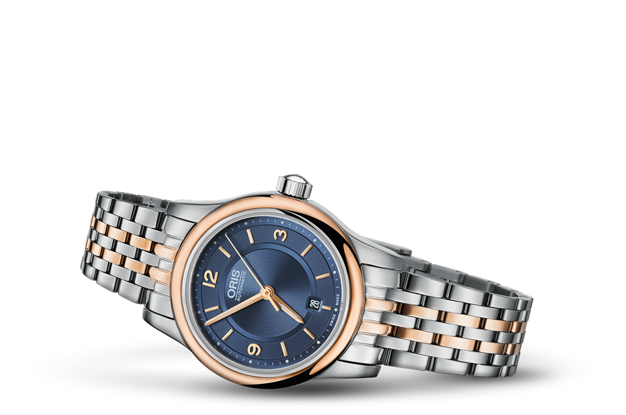 Classic Date, Blue, Stainless steel Strap