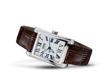 Rectangular Date, Grey, Leather Strap