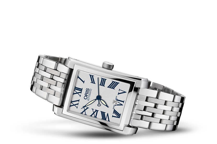 Rectangular Date, Grey, Stainless steel Strap
