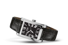 Rectangular Date, Black, Leather Strap
