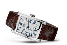 Rectangular Date, Grey, Leather Strap