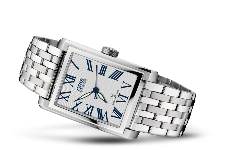 Rectangular Date, Grey, Stainless steel Strap