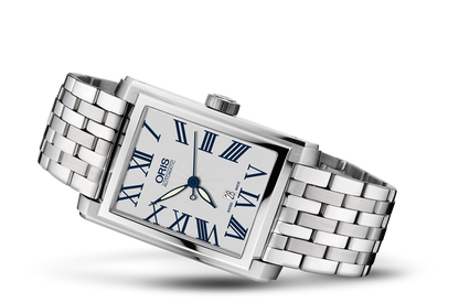 Rectangular Date, Grey, Stainless steel Strap