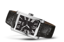 Rectangular Date, Black, Leather Strap