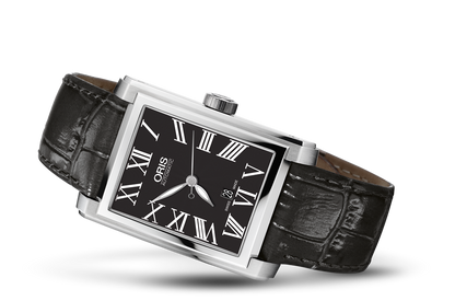 Rectangular Date, Black, Leather Strap