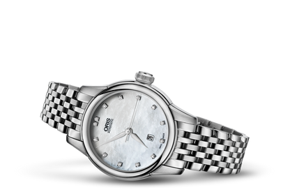 Artelier Date Diamonds, White, Stainless steel Strap