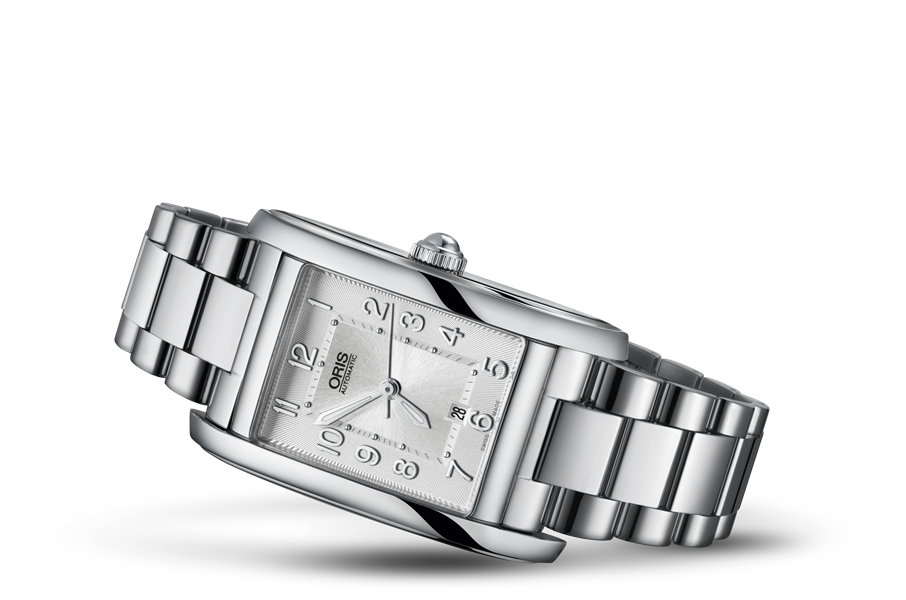 Rectangular Date, Grey, Stainless steel Strap