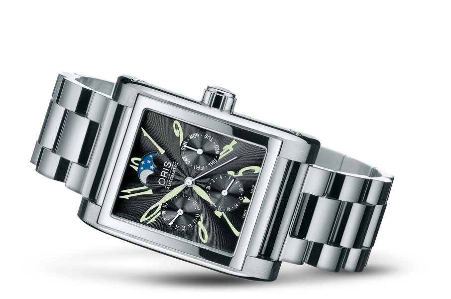Rectangular Complication 2002, Black, Stainless steel Strap